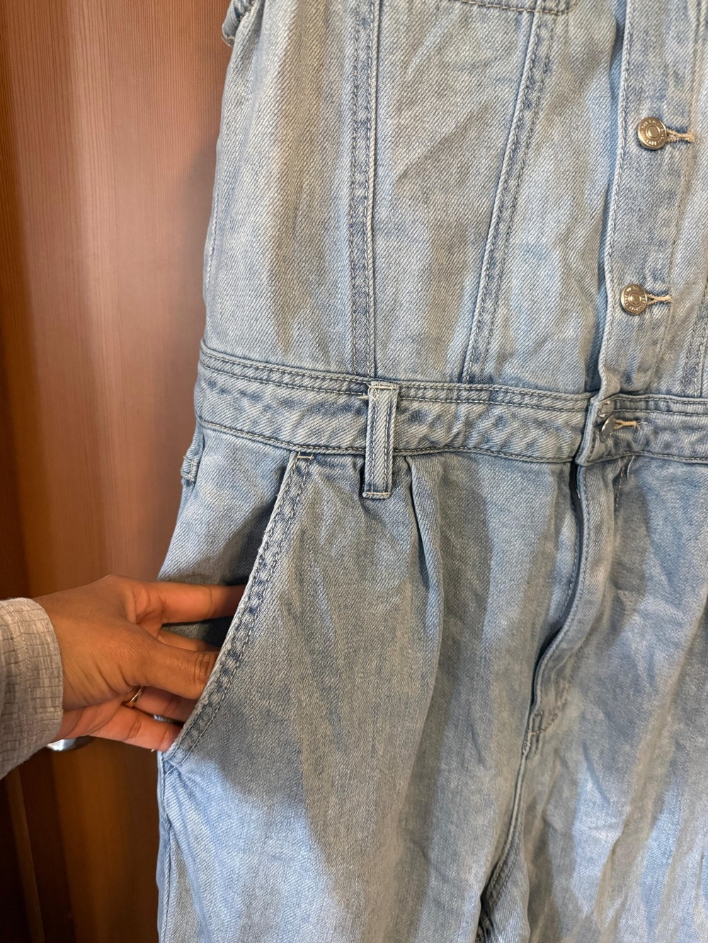 Free People - We The Free Blue Fast Car Sleeveless Denim Utility Jumpsuit Sz: S - Picture 7 of 12